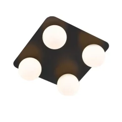 Moderne badkamer plafondlamp zwart vierkant 4-lichts - Cederic
