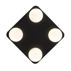 Moderne badkamer plafondlamp zwart vierkant 4-lichts - Cederic