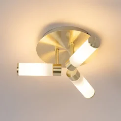 Moderne badkamer plafondlamp messing 3-lichts IP44 - Bath