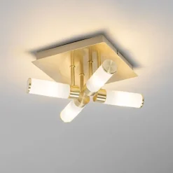 Moderne badkamer plafondlamp messing 4-lichts IP44 - Bath