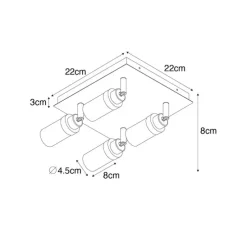Moderne badkamer spot zwart 4-lichts IP44 - Japie