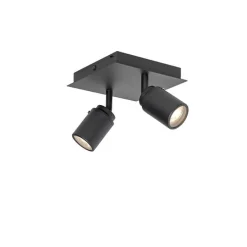 Moderne badkamer spot zwart vierkant 2-lichts IP44 - Ducha