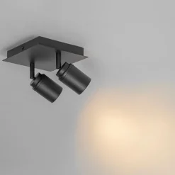 Moderne badkamer spot zwart vierkant 2-lichts IP44 - Ducha