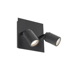 Moderne badkamer spot zwart vierkant 2-lichts IP44 - Ducha