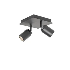 Moderne badkamer spot zwart vierkant 2-lichts IP44 - Ducha