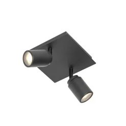 Moderne badkamer spot zwart vierkant 2-lichts IP44 - Ducha