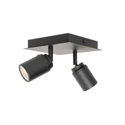 Moderne badkamer spot zwart vierkant 2-lichts IP44 - Ducha