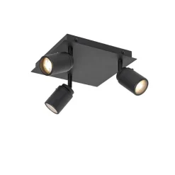 Moderne badkamer spot zwart vierkant 3-lichts IP44 - Ducha