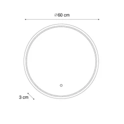 Moderne badkamerspiegel 60 cm incl. LED en touch dimmer - Sebas