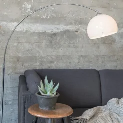 Moderne booglamp chroom met witte kap - Arc Basic