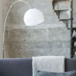 Moderne booglamp chroom met witte kap - Arc Basic