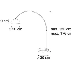 Moderne booglamp chroom met witte kap - Arc Basic