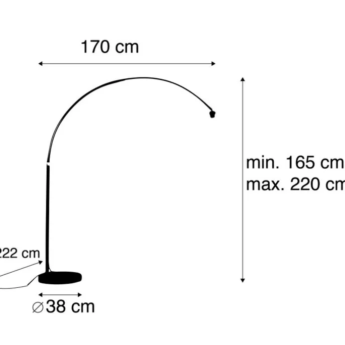Moderne booglamp chroom verstelbaar zonder kap