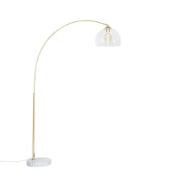 Moderne booglamp messing met helder glas - Arc
