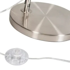 Moderne booglamp staal met grijze stoffen kap - Arc Basic