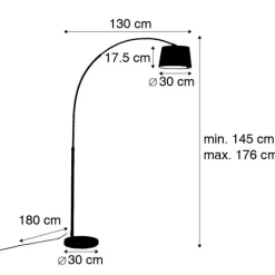 Moderne booglamp staal met witte stoffen kap - Arc Basic
