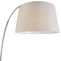 Moderne booglamp staal met witte stoffen kap - Arc Basic