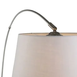 Moderne booglamp staal met witte stoffen kap - Arc Basic
