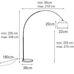 Moderne booglamp zwart - XXL