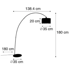 Moderne booglamp zwart met kap - Vinossa
