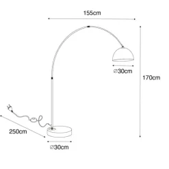 Moderne booglamp zwart met smoke glas - Arc