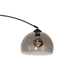 Moderne booglamp zwart met smoke glas - Arc