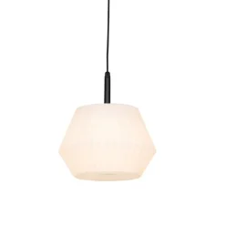 Moderne buiten hanglamp zwart met witte kap 32.9 cm IP44 - Robbert
