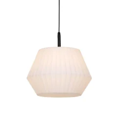 Moderne buiten hanglamp zwart met witte kap 45,6 cm IP44 - Robbert
