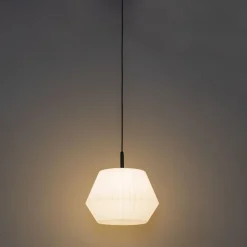 Moderne buiten hanglamp zwart met witte kap 45,6 cm IP44 - Robbert