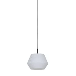 Moderne buiten hanglamp zwart met witte kap 45,6 cm IP44 - Robbert