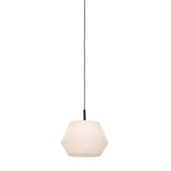 Moderne buiten hanglamp zwart met witte kap 45,6 cm IP44 - Robbert