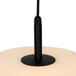 Moderne buiten hanglamp zwart met witte kap 45,6 cm IP44 - Robbert