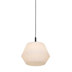Moderne buiten hanglamp zwart met witte kap 45,6 cm IP44 - Robbert