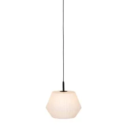 Moderne buiten hanglamp zwart met witte kap 45,6 cm IP44 - Robbert