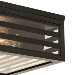 Moderne buiten plafondlamp zwart glas 2-lichts IP44 - Reims