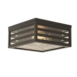 Moderne buiten plafondlamp zwart glas 2-lichts IP44 - Reims