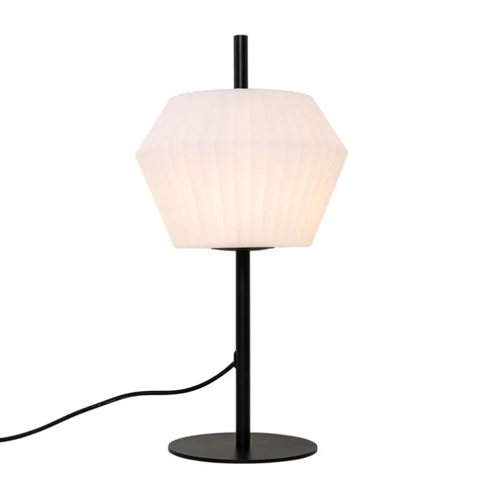 Moderne buiten tafellamp zwart met witte kap IP44 - Robbert