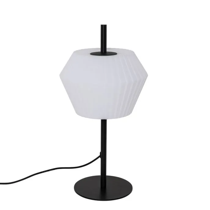 Moderne buiten tafellamp zwart met witte kap IP44 - Robbert