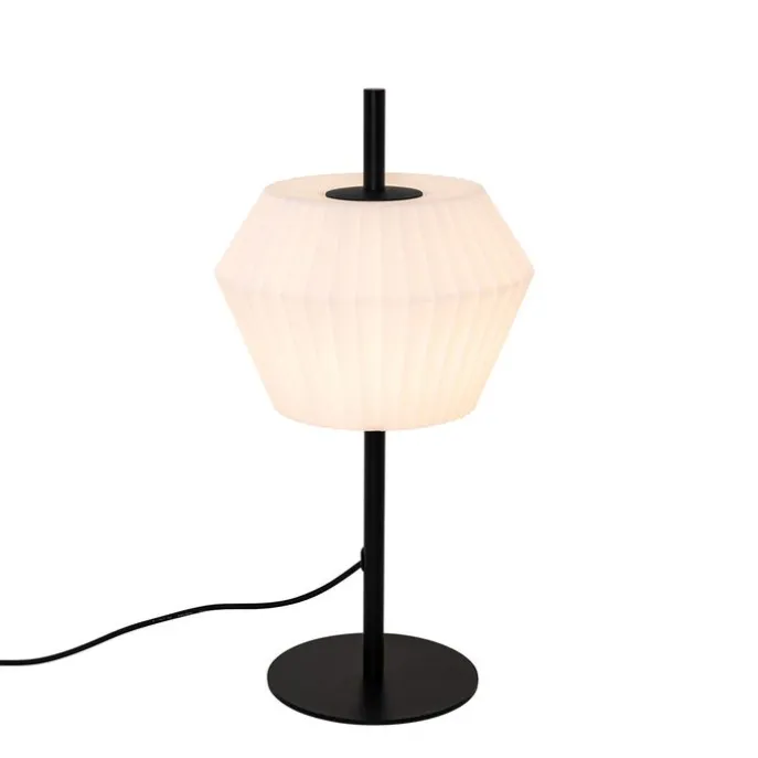 Moderne buiten tafellamp zwart met witte kap IP44 - Robbert