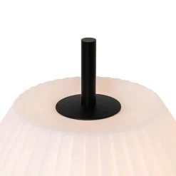 Moderne buiten tafellamp zwart met witte kap IP44 - Robbert