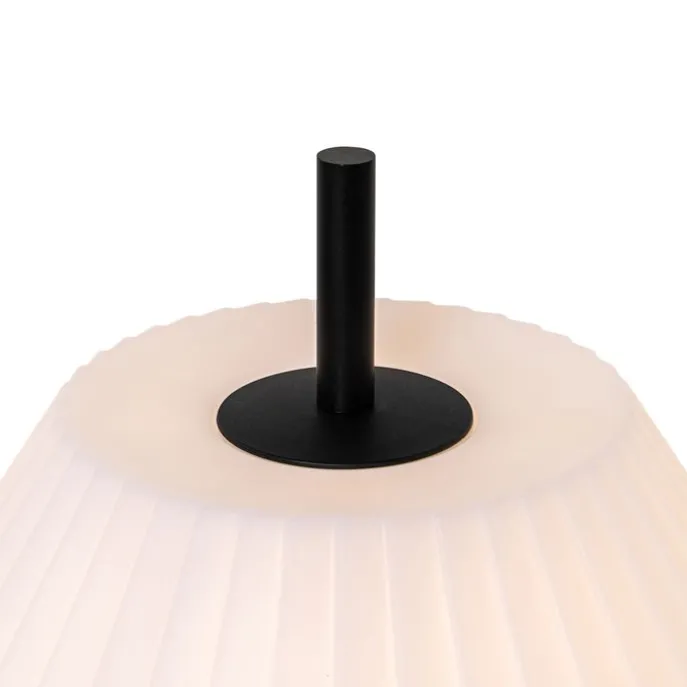 Moderne buiten tafellamp zwart met witte kap IP44 - Robbert