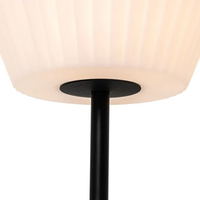 Moderne buiten tafellamp zwart met witte kap IP44 - Robbert