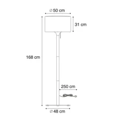 Moderne buiten vloerlamp zwart met witte kap IP44 - Mississippi