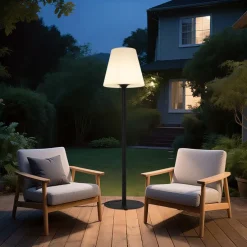 Moderne buiten vloerlamp zwart met witte kap IP44 - Big Virginia