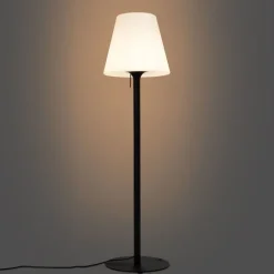 Moderne buiten vloerlamp zwart met witte kap IP44 - Big Virginia