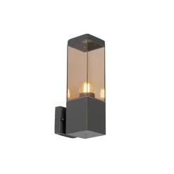 Moderne buiten wandlamp donkergrijs met smoke - Malios