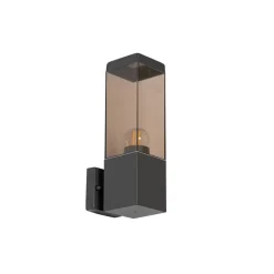 Moderne buiten wandlamp donkergrijs met smoke - Malios