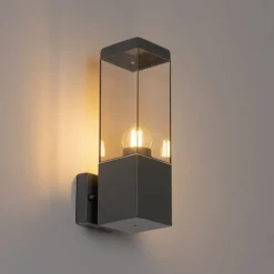 Moderne buiten wandlamp donkergrijs met smoke - Malios