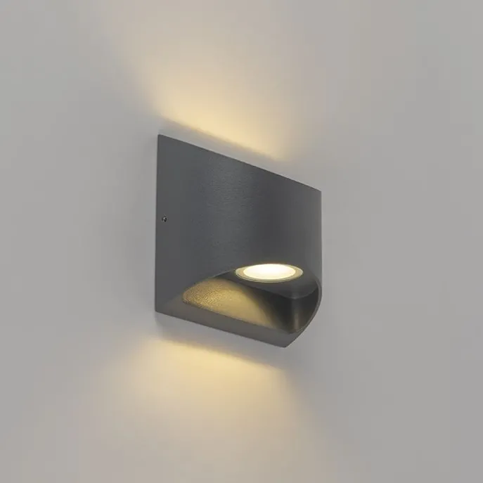 Moderne buiten wandlamp donkergrijs incl. LED 2-lichts IP54 - Mal