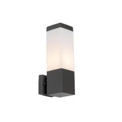 Moderne buiten wandlamp donkergrijs met opaal - Malios